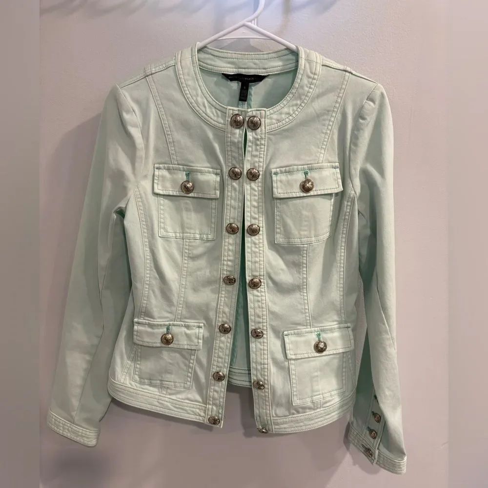 White House Black Market Light Mint Green Jacket Beautifully Military Style